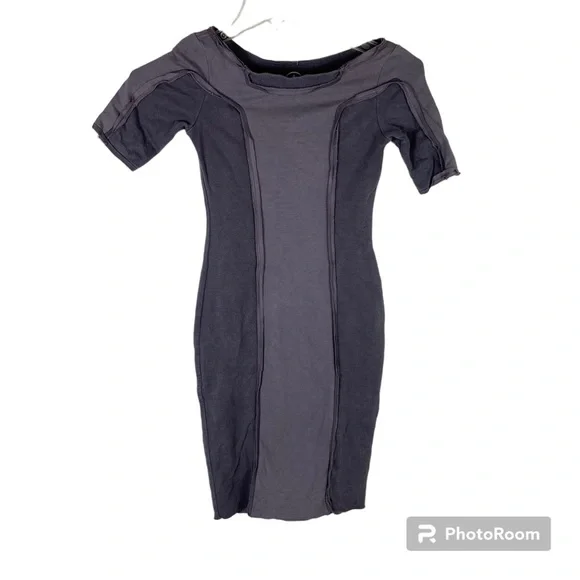 Bouclier | Dresses | Bouclier Gray Boat Neck Reconstructed Exposed  Stitching Raw Hem Bodycon Dress | Poshmark